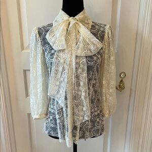 Elegant Lace Bow Blouse